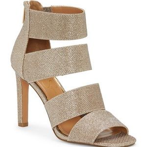 Jessica Simpson Gold Glitter Strappy Heels - 8.5